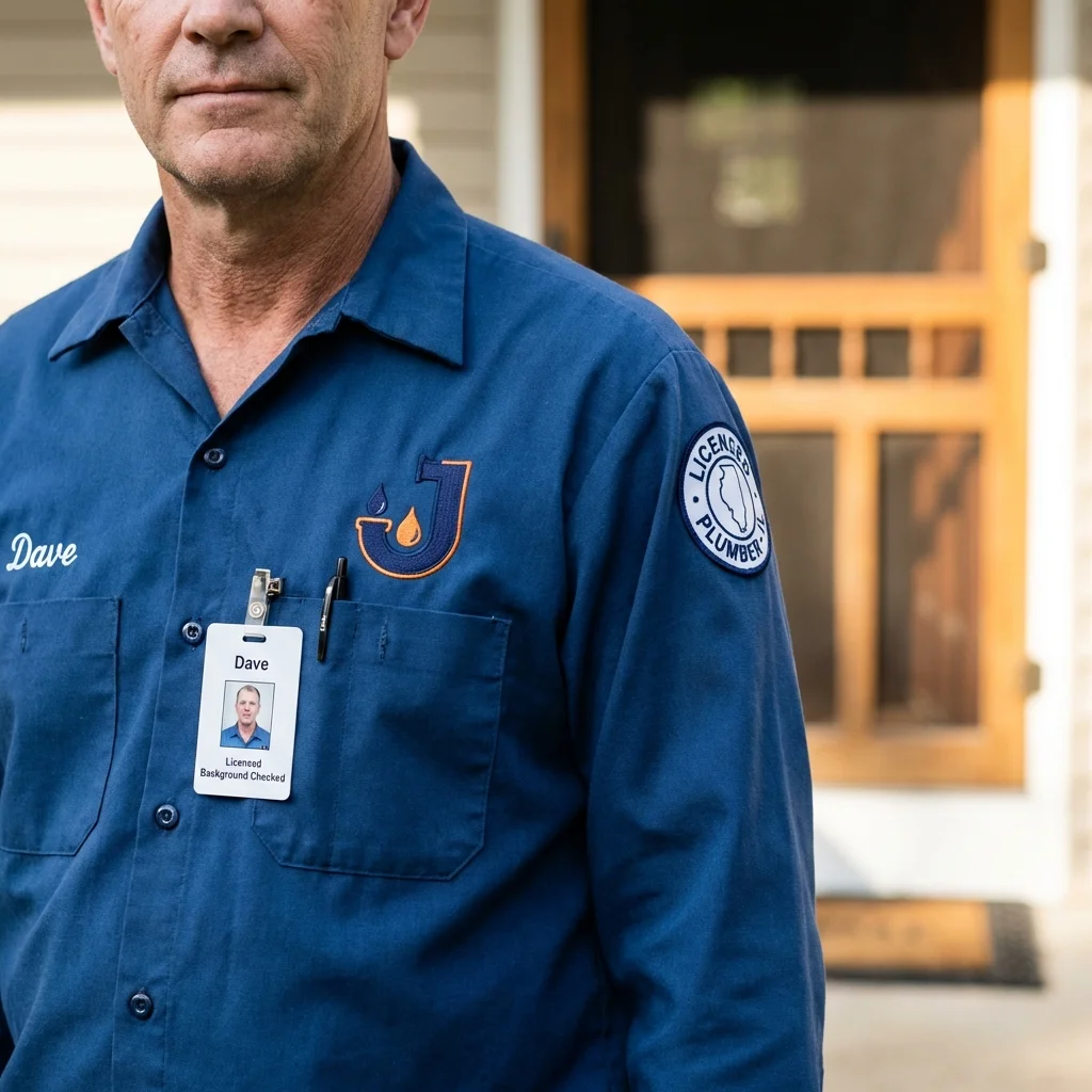 Licensed plumber showing ID badge in Hillside, NJ