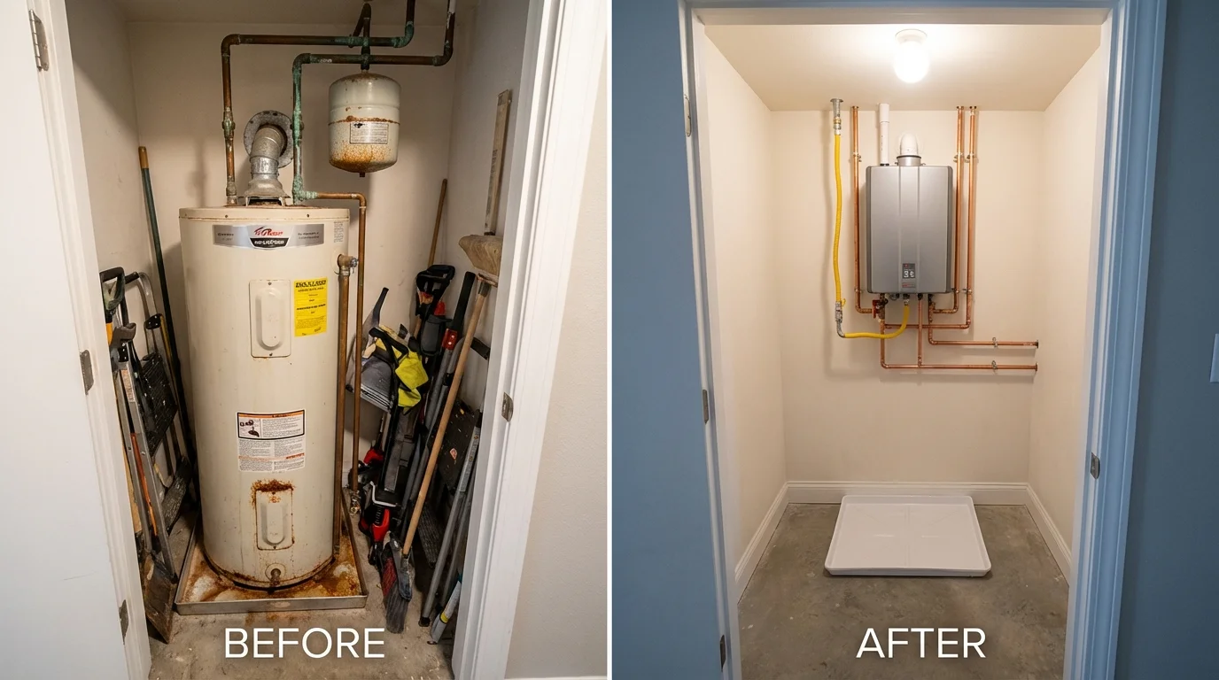 Tank water heater versus wall-mounted tankless unit comparison for Hillside, NJ homeowners